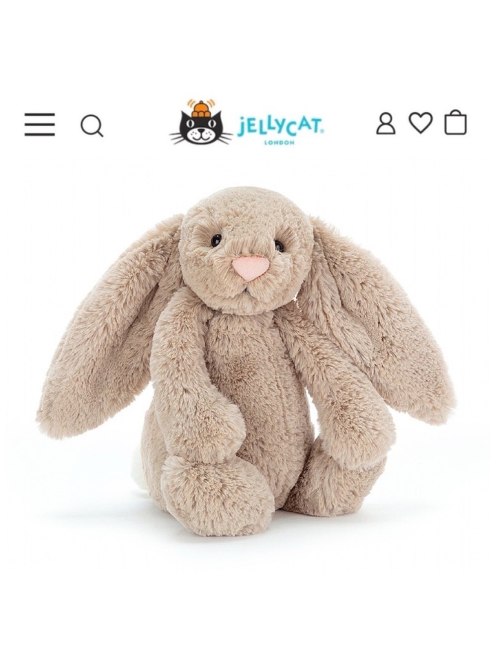 Jellycat 12” Bashful – Beige Bunny Plush Tan Bunny Toy (pre-loved)